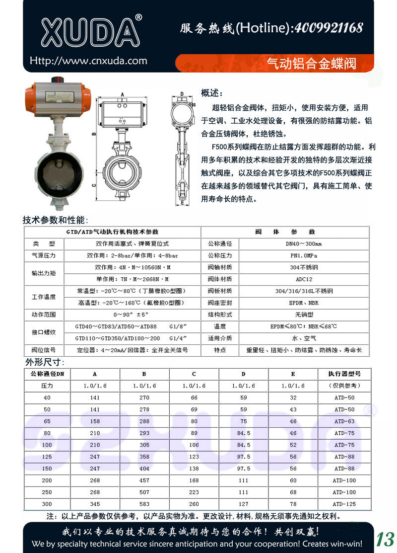 气动铝合金蝶阀