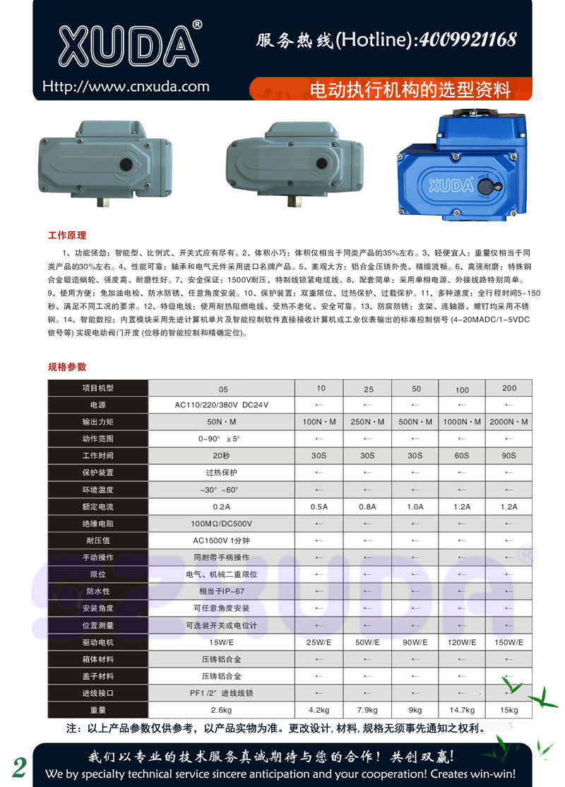 电动执行器选型材料