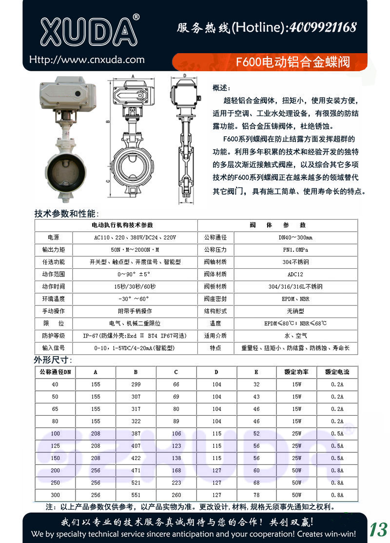 F600电动铝合金蝶阀